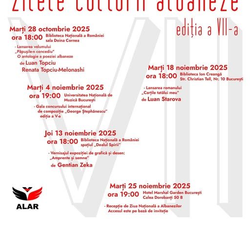 Zilele Culturii Albaneze revin la București cu o nouă ediție dedicată artei și dialogului cultural Zilele Culturii Albaneze revin la București cu o nouă ediție dedicată artei și dialogului cultural