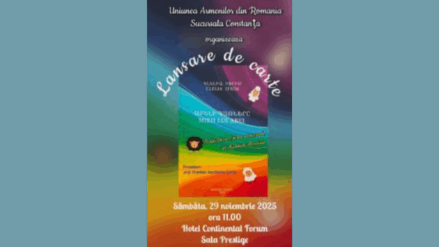 Cartea „Mieii lui Abel”, o ediție bilingvă, armeană-română, se va lansa pe 29 noiembrie, la Constanța 