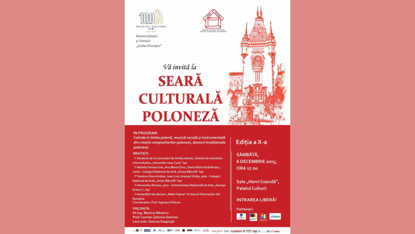 Iașul găzduiește mâine „Seara Culturală Poloneză” la Palatul Culturii